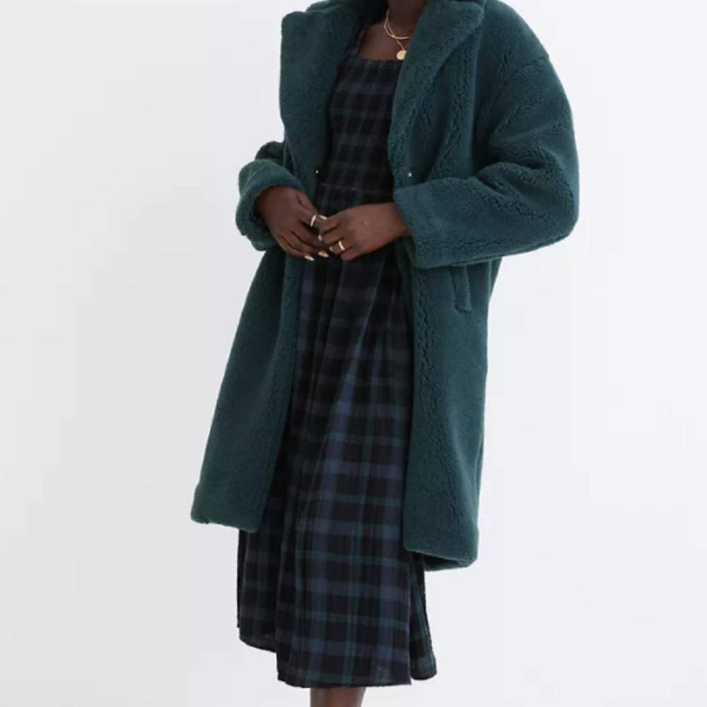 NWT Madewell Sherpa Teddy Coat Smoky Spruce Green Size S